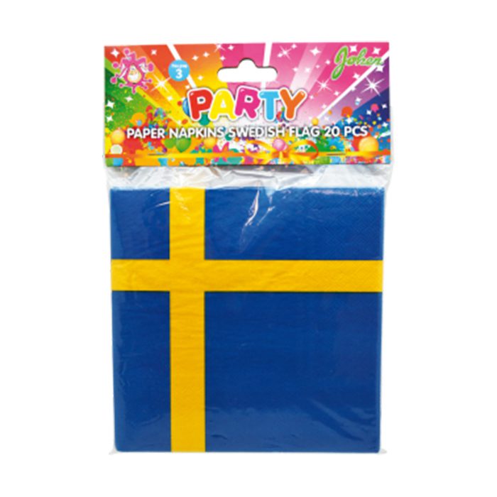 Servetter med mönster som svenska flaggan