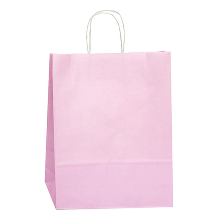 En rosa papperspåse som får symbolisera att vi säljer många olika sorters papperspåsar