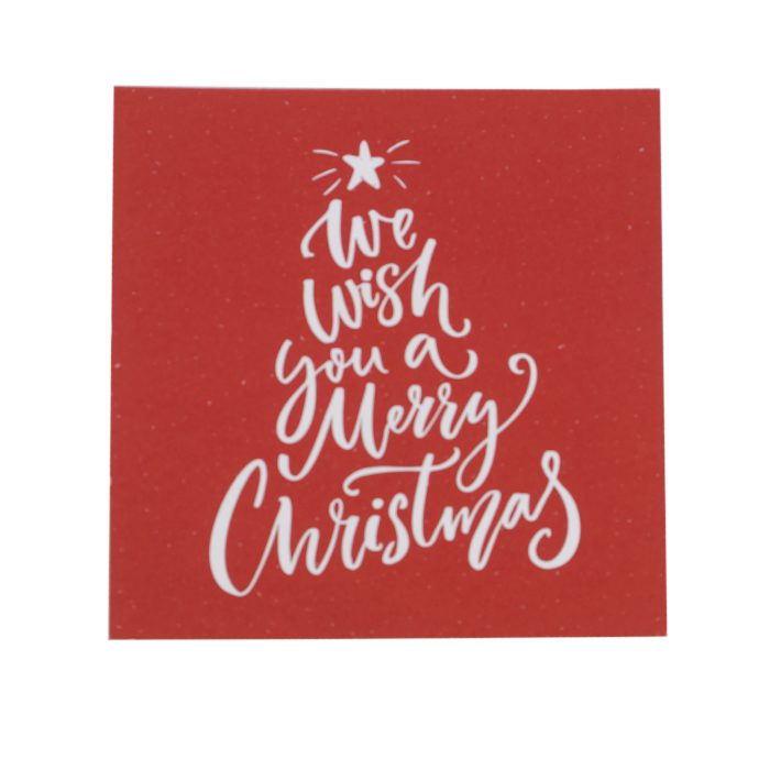 Julkort med text i vitt format som en julgran
