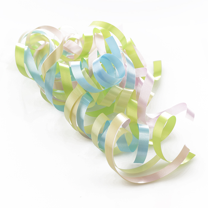Swirls Lockade/krullade presentband i olika toner med en dubbelhäftande tejp Pastell toner