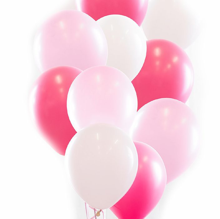 Ballongbukett rosa Ett fång med rosa och vita ballonger