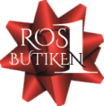 Rosettbutikens logotype. Det är en röd rosett med texten Ros1Butiken.