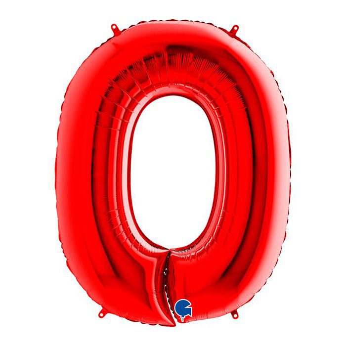 Foliesiffra röd 100 cm. En stor folieballong i röd. Siffran 0