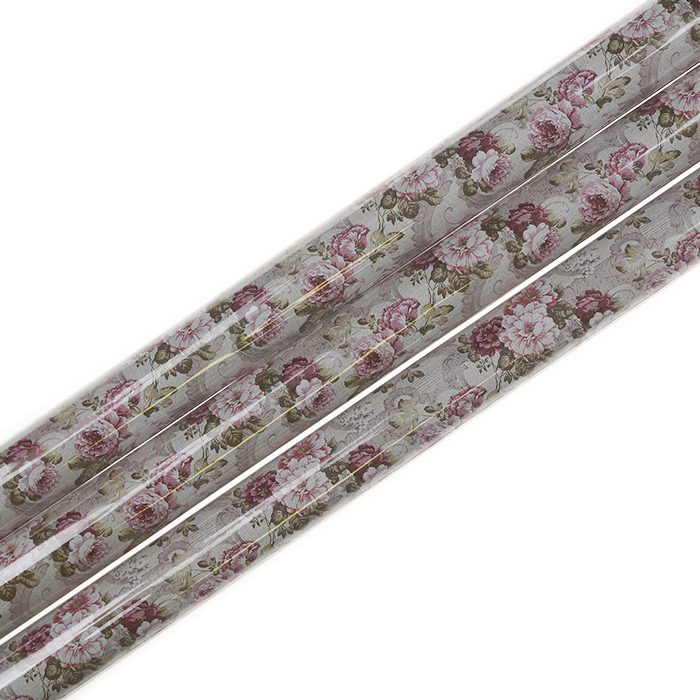 Presentpapper metallic 70 x 200 cm rullar av presentpapper romatiskt blommigt papper i rosa toner