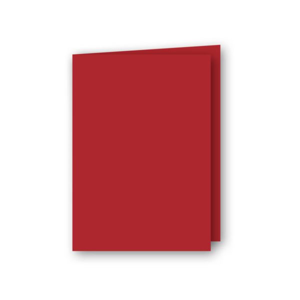 Dubbelt A5 kort av antikrandat (strukturerat), syrafritt och arkivbeständigt papper. Ytvikt: 220g, Röd
