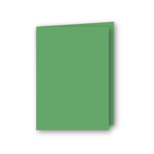 Dubbelt A5 kort av antikrandat (strukturerat), syrafritt och arkivbeständigt papper. Ytvikt: 220g, Gräsgrön
