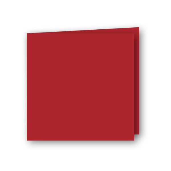 Dubbelt kvadratiskt kort av antikrandat (strukturerat), syrafritt och arkivbeständigt papper. Ytvikt: 220g, Mått: 160x160 mm, 5-pack. Röd