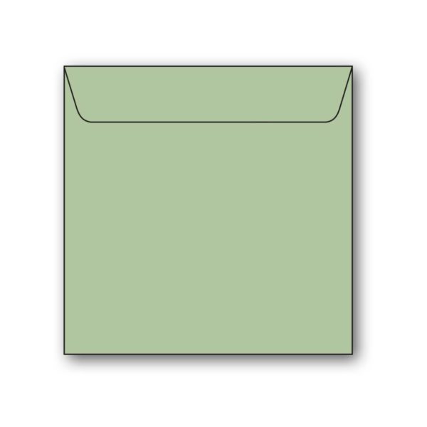 Kvadratiskt kuvert av antikrandat (strukturerat), syrafritt och arkivbeständigt papper. Ytvikt: 110g, Mått: 165x165 mm, 5-pack. Passar till kvadratiska kort. Ljusgrön