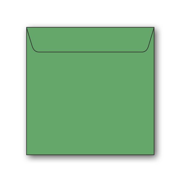 Kvadratiskt kuvert av antikrandat (strukturerat), syrafritt och arkivbeständigt papper. Ytvikt: 110g, Mått: 165x165 mm, 5-pack. Passar till kvadratiska kort. Gräsgrön