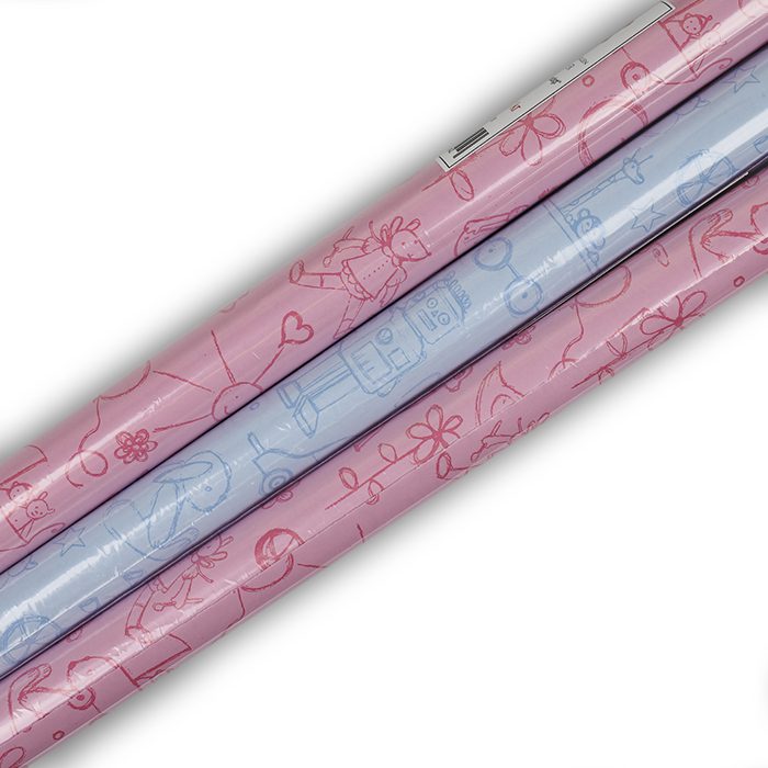 Ett vackert papper, Barnpapper dubbelsidigt med rosa mönster på den ena sidan och blått på den andra