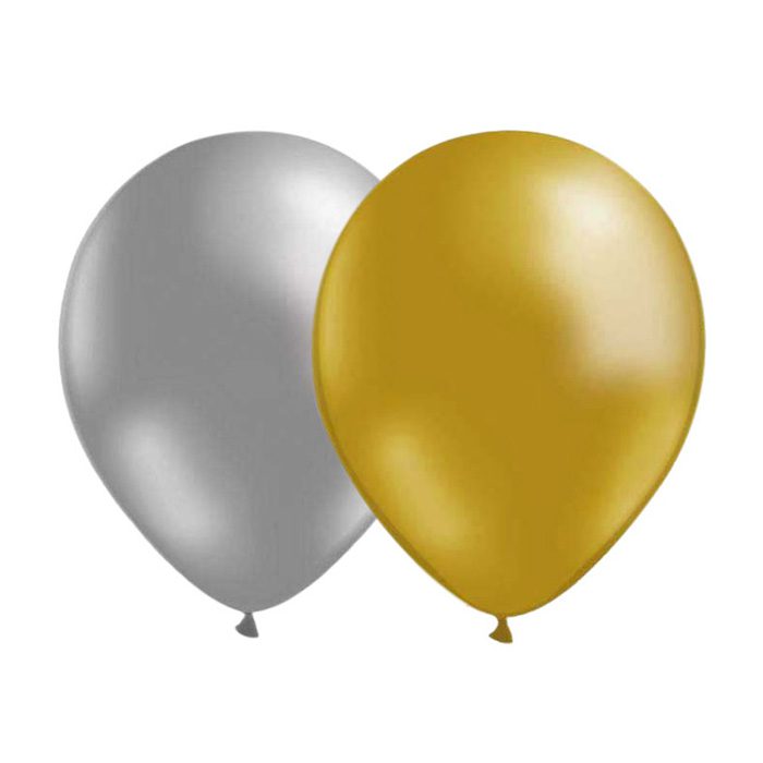 Ballonger 28 cm Silver och guld
