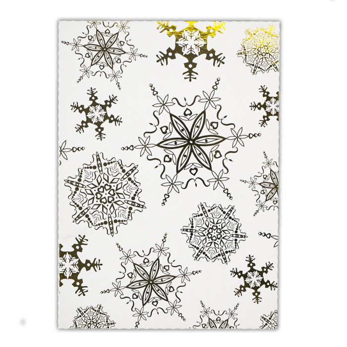 Vykort, Julkort i storlek A5 Snöflingor i guldfolie
