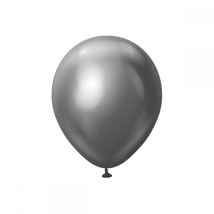 En lyxig skimrande ballong med chrome effekt 30 cm stårgrå