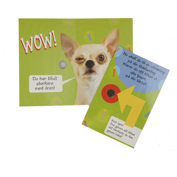 Dubbelt kort Du ska blåsa genom hålet