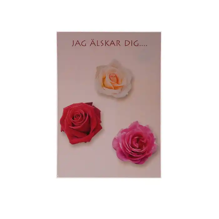 Vykort JAG ÄLSKAR DIG med rosor
