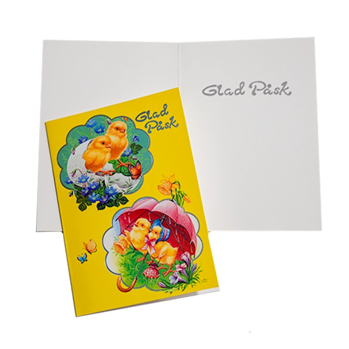 Molnformade silverramar med kycklingar och paraply