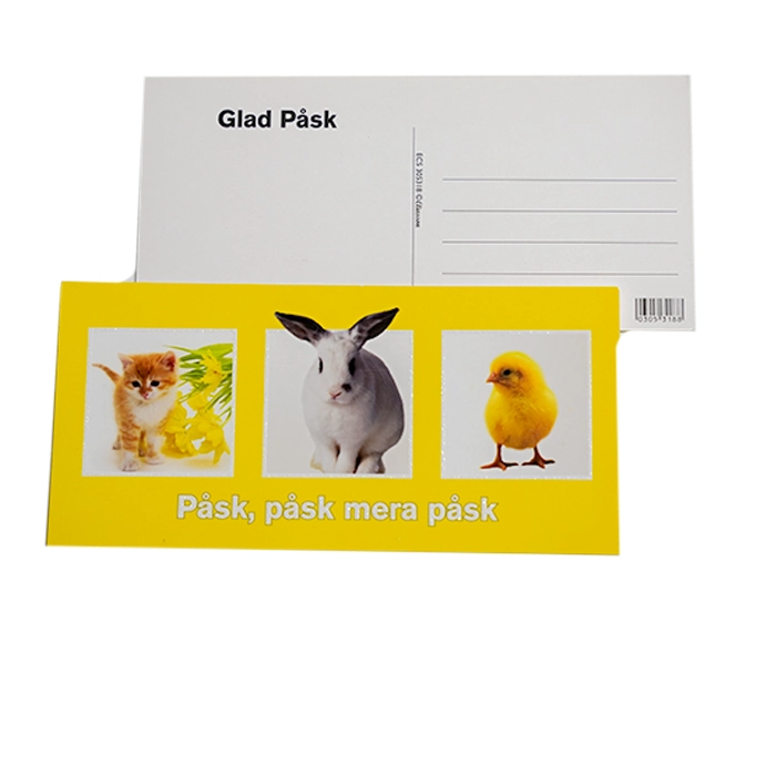 Katt, kanin och kyckling med text påsk, påsk mera påsk